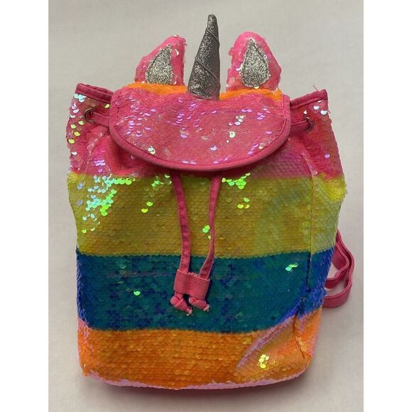 Justice Other - Justice Rainbow Unicorn Flip Sequin Mini Backpack Rucksack Horn Ears 12X8X4